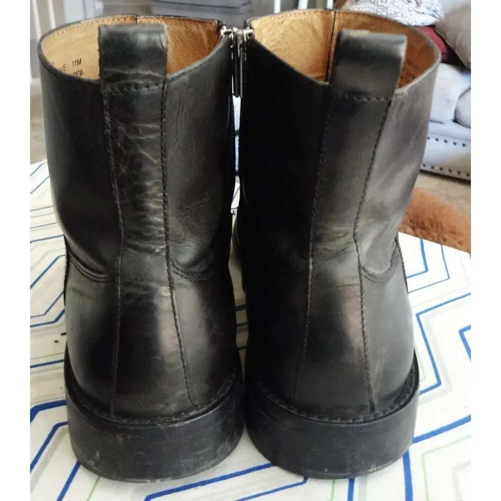 Vintage 90s Kenneth Cole Micro Wave Black Leather Ankle Boots Mens 11 Square Toe